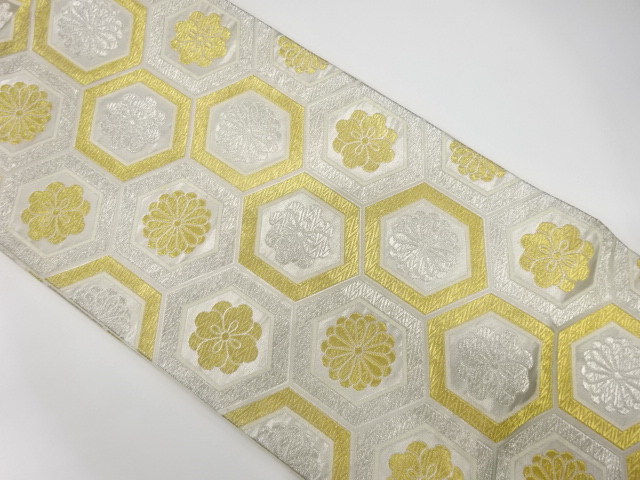 アンティーク　亀甲に菊模様織り出し袋帯（材料）